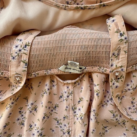 American Eagle Ditsy Floral Mini Dress Farm Cottage Prairie Pink Lined Sz M - Picture 10 of 12